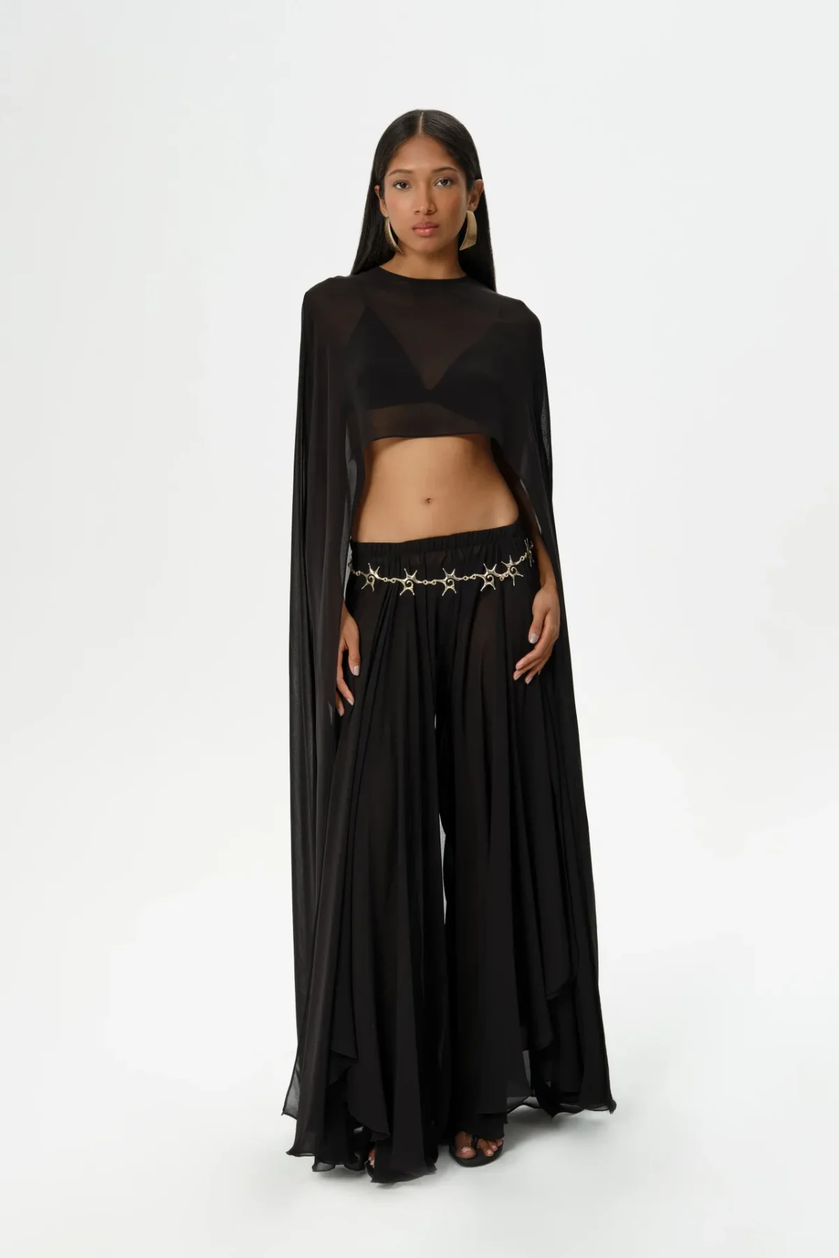 Goddess Mat Siyah Uzun Pelerin